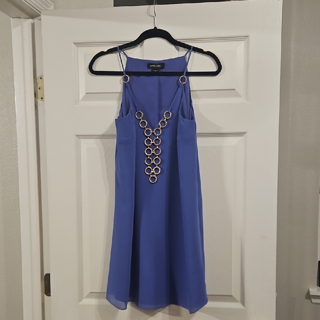 Express Cobalt Blue Mini Dress With Gold Chain Detail